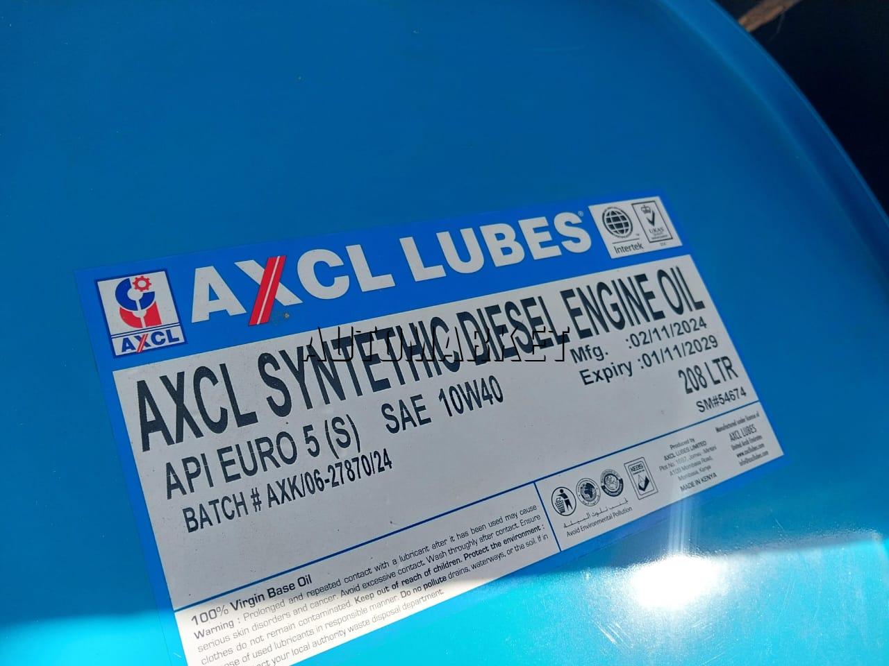 AXCL Synthetic Diesel Engine Oil SAE 10W-40 208L in Kenya