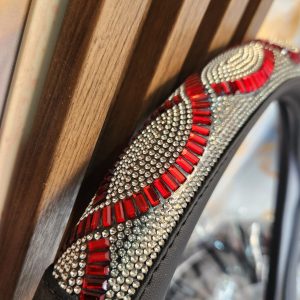 Universal Diamond Rhinestone Steering Wheel Cover – Red & Silver
