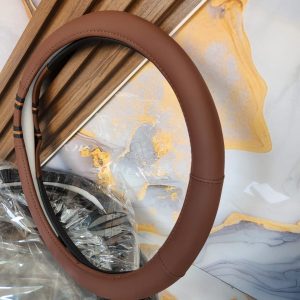 Universal Premium Leather Steering Wheel Cover – Brown & Black