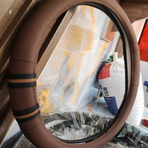 Universal Premium Leather Steering Wheel Cover – Brown & Black