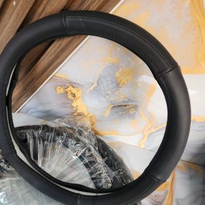 Universal Premium Black Leather Steering Wheel Cover