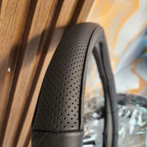 Universal Premium Black Leather Steering Wheel Cover