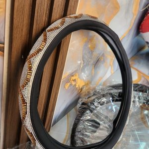 Universal Diamond Crystal Steering Wheel Cover – Gold & Crystal Design