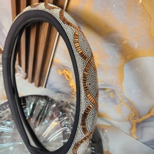 Universal Diamond Crystal Steering Wheel Cover – Gold & Crystal Design
