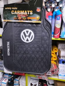Volkswagen car floor mats with white logo and non-skid design