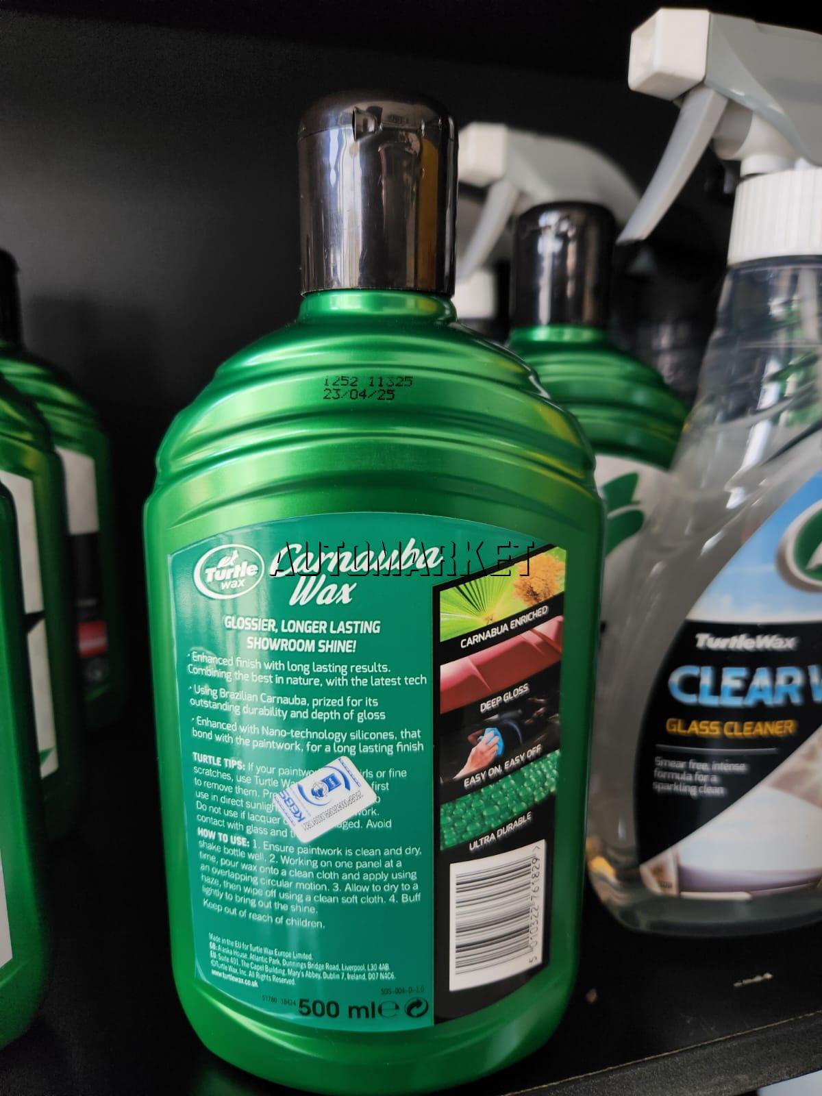 Turtle Wax Carnauba Wax 500ml – Deep Gloss Car Wax & Paint Protection
