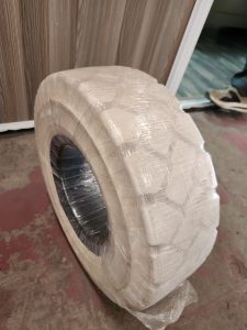 18×7-8 ACHIEVER solid standard forklift tyre made in Sri Lanka with heavy-duty industrial tread blocks.