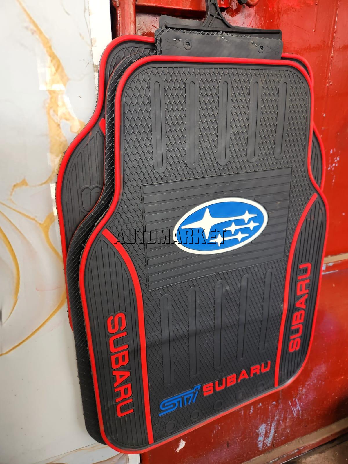 Subaru Floor Mats for 5-Seater Vehicles – Black and Red
