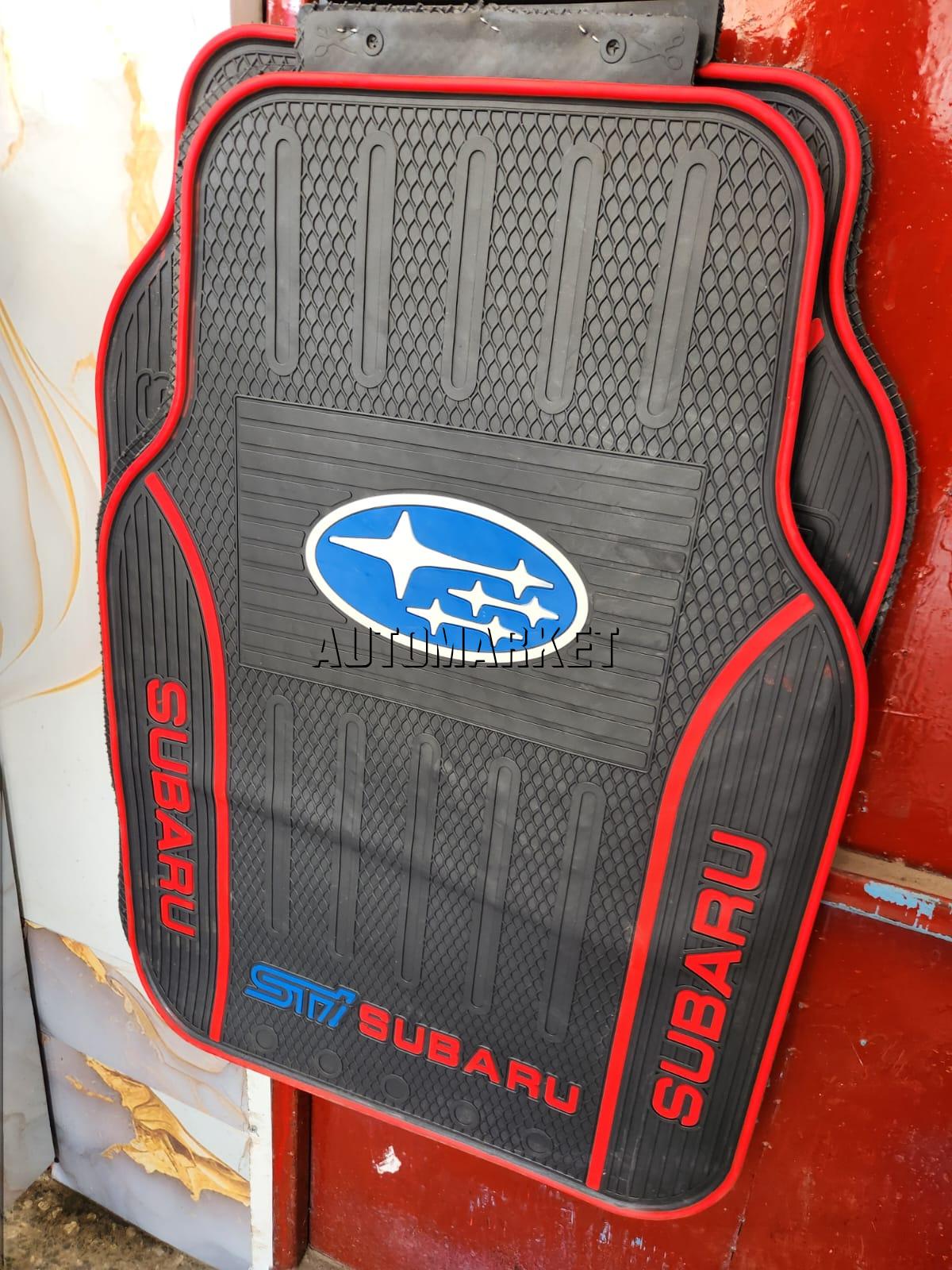 Subaru Floor Mats for 5-Seater Vehicles – Black and Red